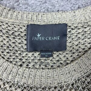 Paper Crane Sweater Womens Medium Open Knit Crewneck Modest Holiday Vacation